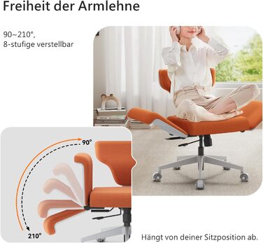 Офісне крісло Newtral FX-FF з регулюванням висоти, з підлокітниками/без, на роликах, для дому та офісу, обертове, помаранчеве FREEDOM-X FF