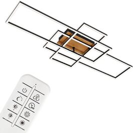 BRILONER - LED Ceiling Lamp with Remote Control, Dimmable, Adjustable from Warm White to Neutral White, Lamp, LED Ceiling Light, Living Room Lamp, Bedroom Lamp, Kitchen Lamp, 104x42x10 cm, (Black, 104 x 42 cm)