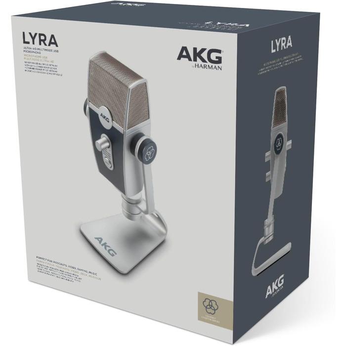 AKG Lyra USB-C Конденсаторний мікрофон для подкастів, відео, геймінгу та стрімінгу - Синій/Срібний