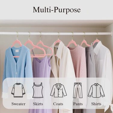 Набір з 22 велюрових плечиків для одягу Stormix, преміум-якість, для дорослих, антиковзаючі, ультратонкі, для сорочок та костюмів, рожеві гачки