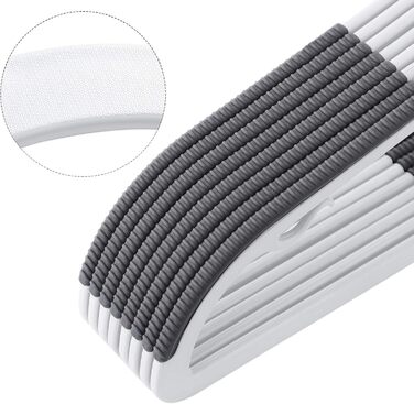 Набір вішалок SONGMICS 50 шт., пластик, антиковзаючі, компактні, товщина 0,5 см, 42 см, поворотний гачок 360°, срібло, білий + темно-сірий