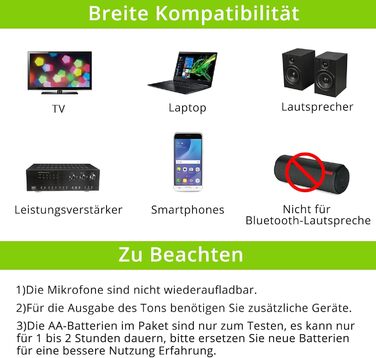 LiNKFOR UHF мікрофонний комплект з 4-ма ручними мікрофонами, 50 каналів, Bluetooth, AUX - для DJ, співу, церкви, весіль