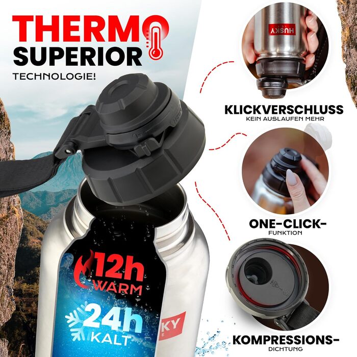 Stainless Steel Water Bottle with FREE Carry Bag - 700ml - BPA-Free, Leak-Proof, and Dishwasher Safe Thermo Insulated Bottle - Double-Walled Thermos Bottle, Sports, Outdoor (700 ml, Silver Edition)
