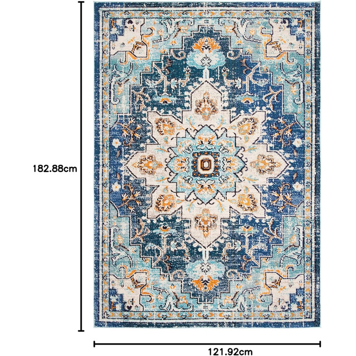 Килим SAFAVIEH Distressed для вітальні, їдальні, спальні - колекція Madison, короткий ворс, блакитний та світло-блакитний, 122 x 183 см