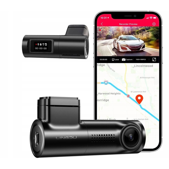 Автомобільний відеореєстратор Lingdu D100 Full HD 2K, WiFi, G-сенсор, нічна зйомка