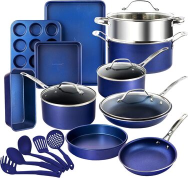 Набір посуду та форм для випікання Granitestone Blue, 20 предметів, з діамантовим антипригарним покриттям