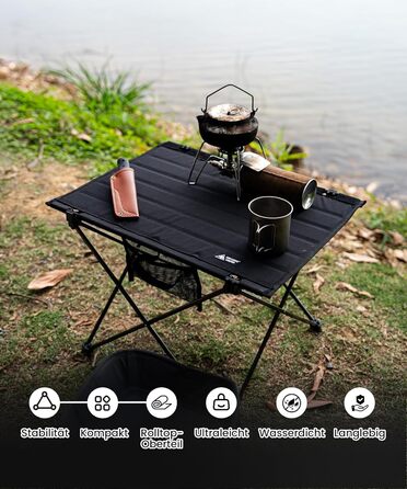 OneTigris CAMPMATE Стіл для кемпінгу складний, легкий, на 30 кг, чорний