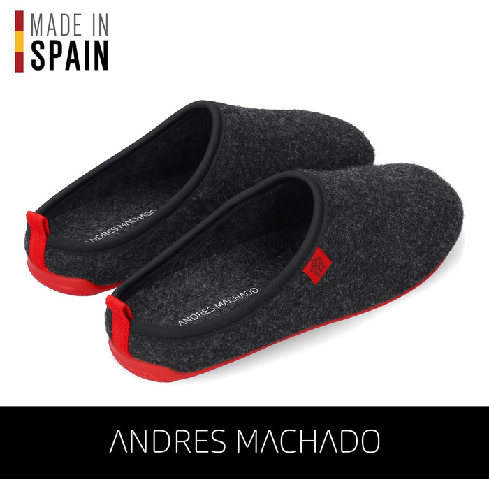 Тапочки Andrés Machado Unisex Dynamic, 44 EU, Чорний/Червоний