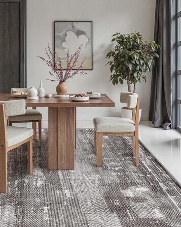 Килимок для дому COLOR&GEOMETRY 60x90 см з TPE-покриттям, сірий (чорно-білий), низький профіль, миється