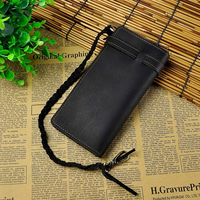 Le'aokuu Men's Genuine Leather Wallet Organizer Double Checkbook Wallet Pattern Business Money Clip 3377