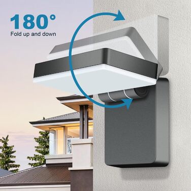 Зовнішня LED-стінна лампа Kingwen 40W, 3000K, поворотна на 360°, IP65, чорна, для дому та вулиці