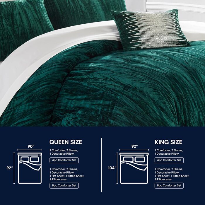 Комплект постільної білизни Chic Home Westmont, 4 частини, темно-синій, Queen