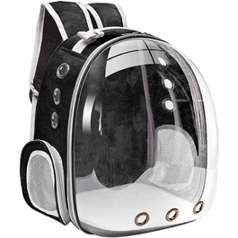 Рюкзак-переноска для кота MagiDeal Premium, велика прозора сумка для тварин, портативна, з вентиляцією, для котів та маленьких собак, водонепроникний, чорний