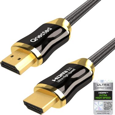 HDMI 2.1 кабель Ultra High Speed | 4K 120Hz/144Hz, 8K 60Hz, 48 Gbps | для PS5, Xbox Series X/S | 2 метри, Чорний