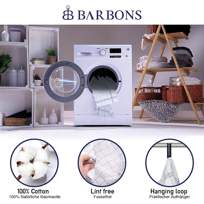 BARBONS 40-Piece Dish Towel Set, Cotton, 50x70 cm – Extremely Absorbent, Oeko-TEX Certified, Drying Towels for the Kitchen, Kitchen Hand Towels, Dishcloths, Dish Towels, Washable up to 60°C, Blue