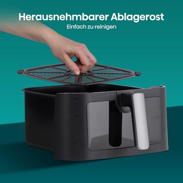 Фритюрниця без олії Hisense HAF2700DCD, 2700 Вт, 11 л, 8 програм, антипригарне покриття, дисплей, енергоефективна, SyncServe, чорна