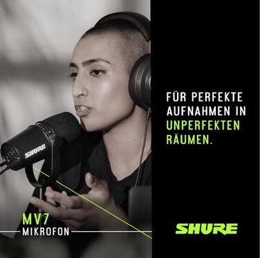 Мікрофон Shure MV7+ для подкастів, стрімінгу та запису - білий (срібний). USB/XLR, LED-сенсор, автоматичне регулювання рівня звуку, цифровий поп-фільтр