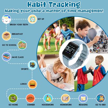 Дитячий розумний годинник для дітей 5-14 років: спорт, крокомір, будильник, Rock Blue