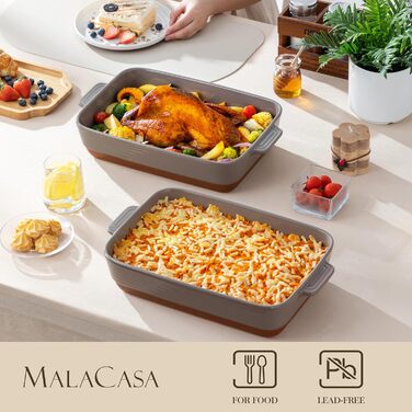 Форма для запікання MALACASA Serie TARA, 4.5L, кераміка, 35*23.8 см, для лазаньї та тірамісу