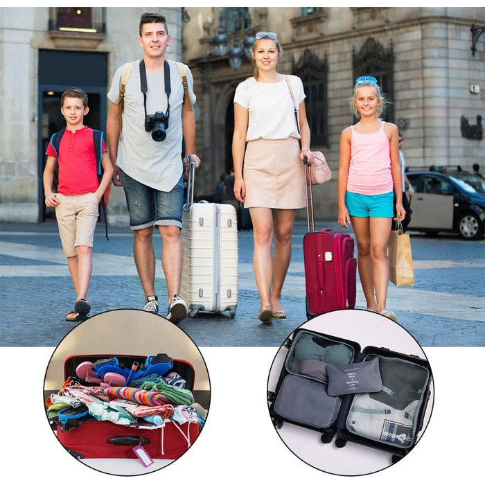 Органайзер для валізи OSDUE, набір 9 шт: Packing Cubes, водонепроникні сумки для одягу, сумки-органайзери для валізи, косметичка, кишеня для USB-кабелів (Бежевий)