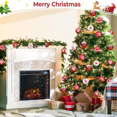 Набір прикрас на ялинку: 30 пластикових кулі діаметром 6 см (червоні та білі)