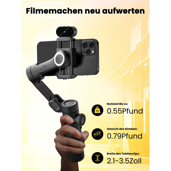 Стабілізатор для смартфона AOCHUAN 3-осьовий, складний, з фокусним колом, для iPhone та Android, Smart XE AI - для TikTok, YouTube, Vlog