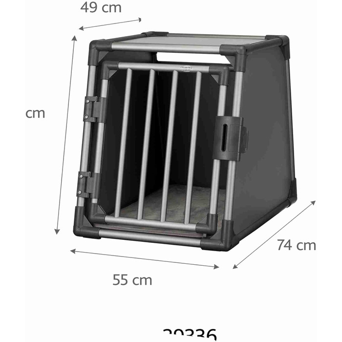Тріксі переносна клітка для собак, алюміній, 60x65x86 см, стабільна, тиха, з безпечним замком та неслизьким килимком - 39342 (графіт, L 74x55x61 см, однокімнатна клітка)
