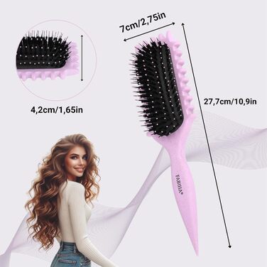 Преміум щітка для волосся Lockenbürste - для кучерявого волосся, біо-щітка без заплутування, щетина дикого кабана, оригінальна 3-в-1 стилінг-щітка для модних кучерявих зачісок (Ліловий)