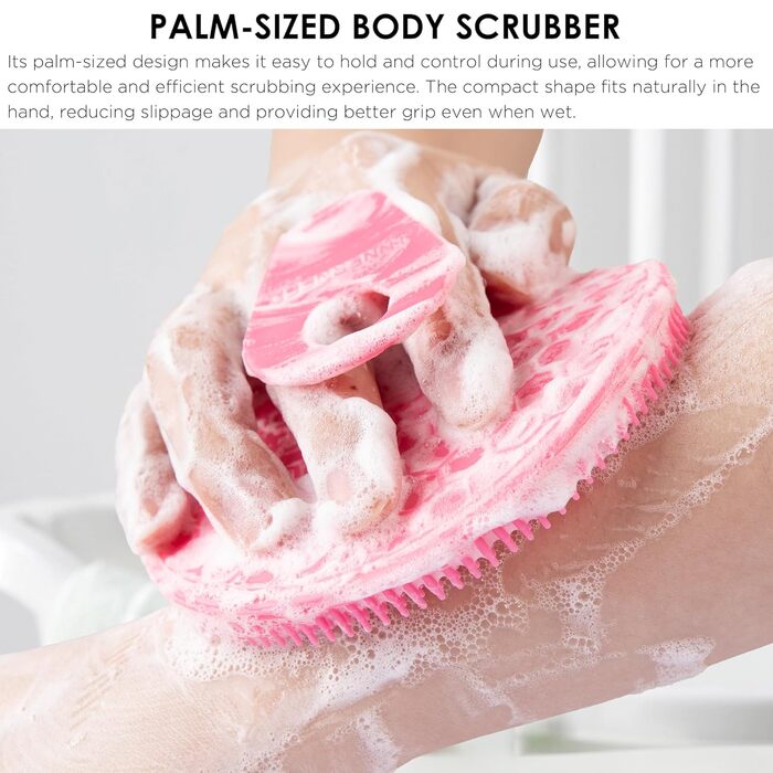 Скрабер для тіла INNERNEED з м'якого силікону, харчового класу, для душу, очищення рук, м'який пілінг, хороша піна, набір (4 шт), рожевий