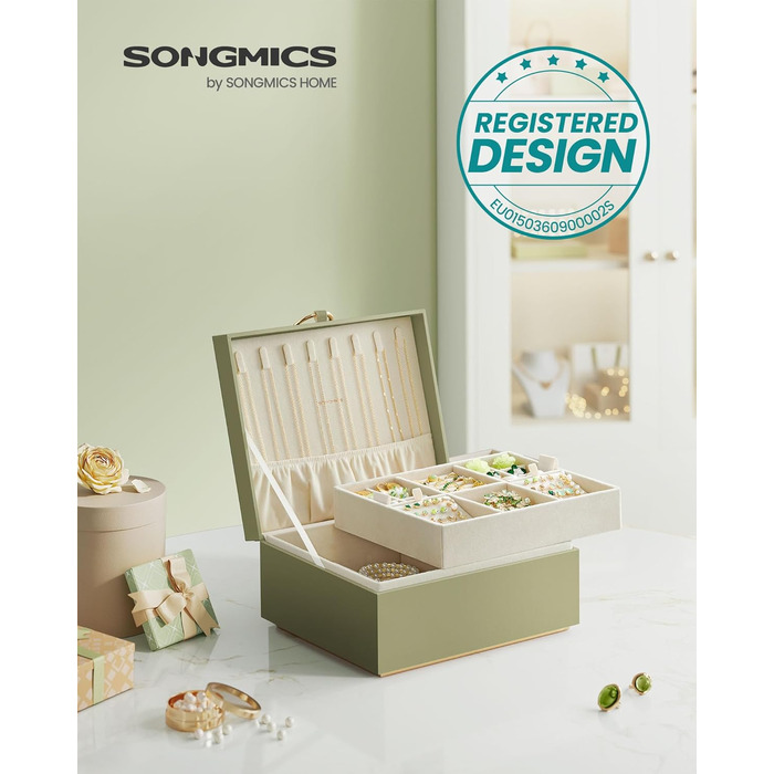 SONGMICS Скринниця для прикрас з 2 ящиками, біла, JBC65W0
