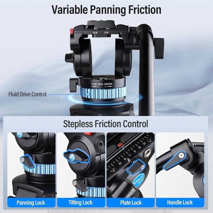 Штатив SIRUI AM-15S з плавним голівкою: професійний штатив/відеоштатив/трипод для камер, максимальне навантаження 10 кг