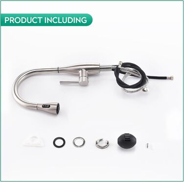 Кран кухонний CREA з 3 функціями: душ, висувна лійка, поворот 360°, нержавіюча сталь