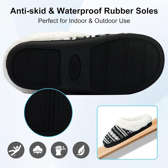 Тапочки халатні AONEGOLD для жінок, зимові, теплі, з плюшем, з пам'яттю, зручні, унісекс, для дому та вулиці, антиковзкі (40/41 EU, чорний)