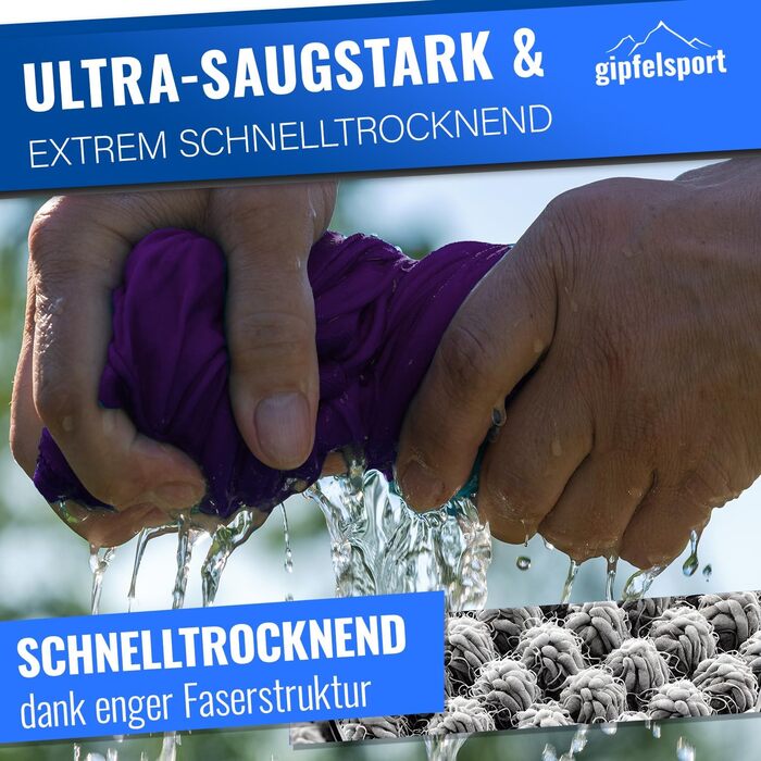 Набір мікрофібрових рушників Gipfelsport для сауни, фітнесу, спорту та пляжу. Розмір S: 80x40 см, фіолетовий (2 шт.)