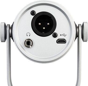 Мікрофон Shure MV7+ для подкастів, стрімінгу та запису - білий (срібний). USB/XLR, LED-сенсор, автоматичне регулювання рівня звуку, цифровий поп-фільтр