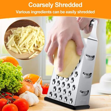 Тритаска решітка з нержавіючої сталі: універсальна тертка для овочів, сиру та картоплі з антиковзким дном