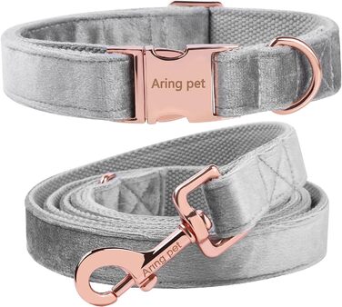Набір повідка та нашийника для собак Aring PET, нашийник та повідок для собак, регульований набір повідків та нашийників для хлопчиків та дівчаток, темно-зелений (XS, сріблясто-сірий)