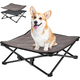 КінгКемп Лежанка для собак, піднята лежанка для домашніх тварин, Outdoor, чорна, 57 x 57 x 23 см