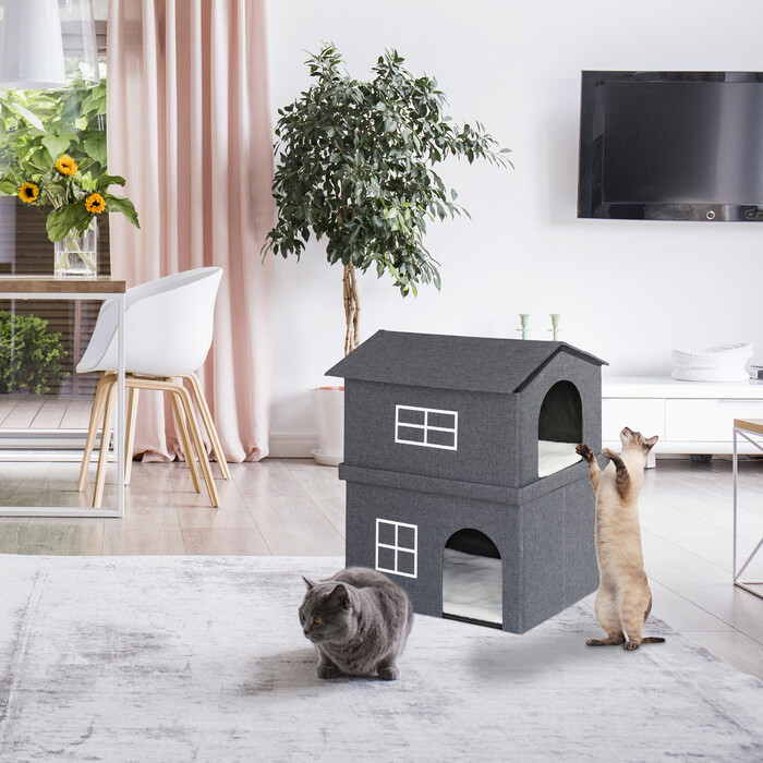 Relaxdays 2-Tier Cat House for Indoors