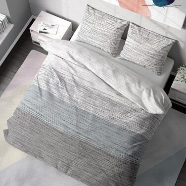 Комплект постільної білизни Premium 155x200 см, 100% бавовна Renforcé, гіпоалергенна та дихаюча, сертифікат ÖKO-TEX, з блискавкою, 2 предмети (підковдра + наволочка 80x80), Колір: Блакитний/Сірий