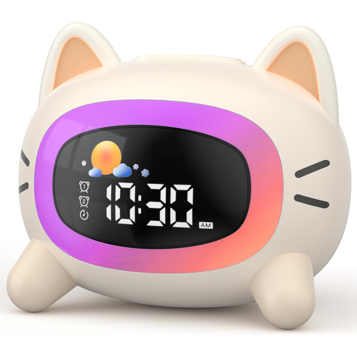 LIORQUE Alarm Clock Kids Light Alarm Clock Kids Sleep Trainer Kids Night Light Dual Alarm Sleep Training Sound Machine Rechargeable Kids Alarm Clock Toddler Boys Girls