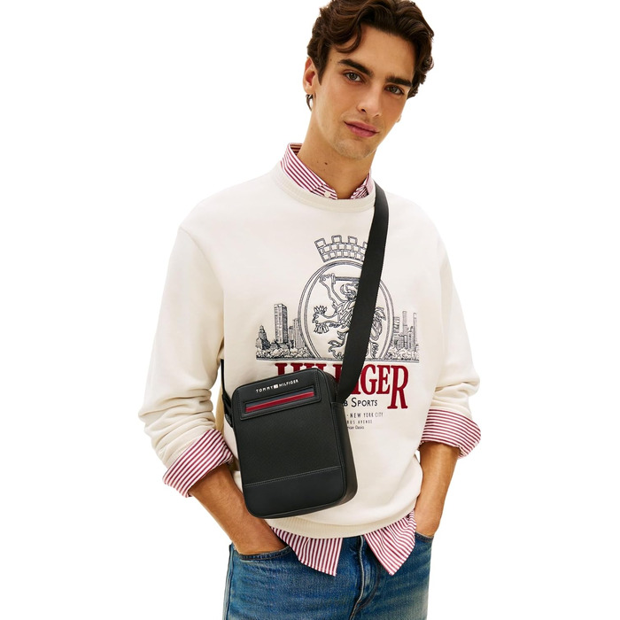 Чоловіча сумка-месенджер Tommy Hilfiger Foundation Mini Reporter BDS, чорна, універсальний розмір