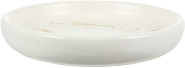 Керамічна мильниця FülleMore з імітацією мармуру, 11.2x2.2 см, кругла, для ванної, душу, кухні (біла)