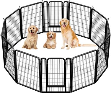 Вольєр для цуценят Yaheetech, 12 частин, 100 см, автоматичний замок, розкладний, для квартири та саду, чорний