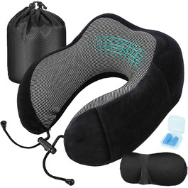 Подушка для шиї MASMAS з Memory Foam: ортопедична підтримка для подорожей (чорна)