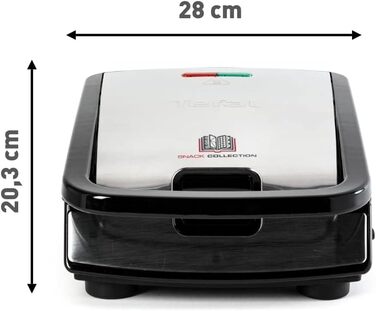 Tefal Snack Collection 4-Piece Set SW854D | Combination Appliance | Includes 4 non-stick plate sets | Dishwasher safe | Panini, waffles, sandwich, sweet pastries | 700W | Black/Stainless steel