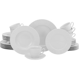 CreaTable Barcelona: 12-Piece Porzellan Geschirrset - Tafelservice, spülmaschinen- und mikrowellengeeignet, Made in Europe