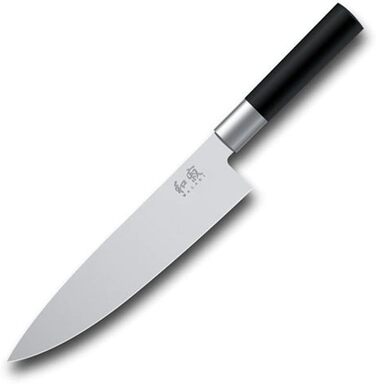 Японський ніж шеф-кухаря KAI Wasabi Black 20 см з нержавіючої сталі 6A/1K6, чорний поліпропіленовий руків'я, Made in Japan