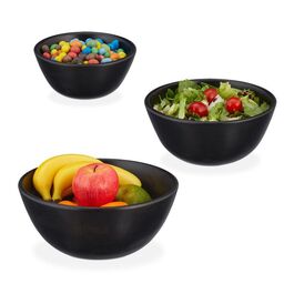 Relaxdays Salad Bowl 3-Piece Set Black