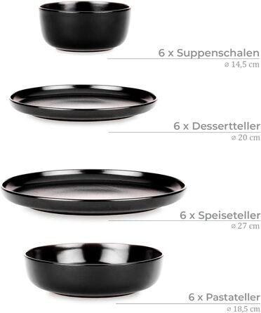 Набір посуду Konsimo VICTO: 24 елементи, сірий. Сервіз для 6 осіб з 18 тарілок з кераміки. Набір посуду для сім'ї.